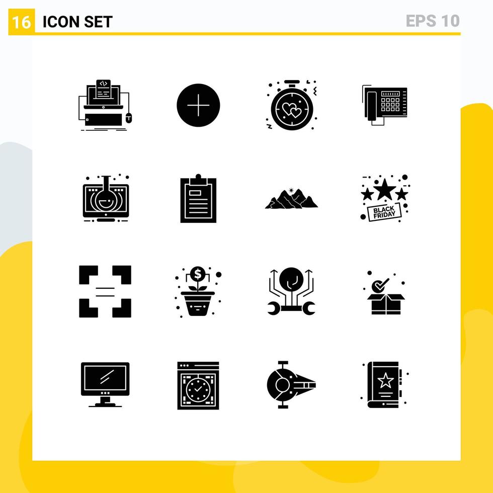 16 Creative Icons Modern Signs and Symbols of elearning number clock fax romance Editable Vector Design Elements