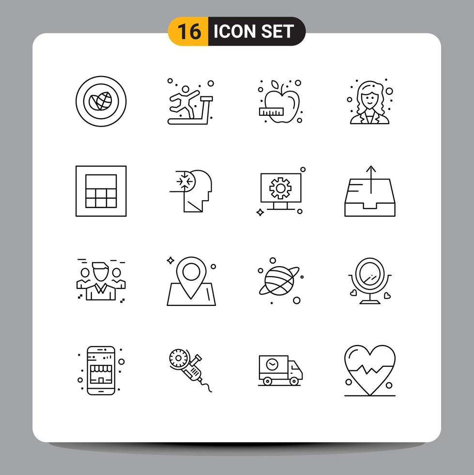 16 Creative Icons Modern Signs and Symbols of wireframe scientist apple researcher academic Editable Vector Design Elements
