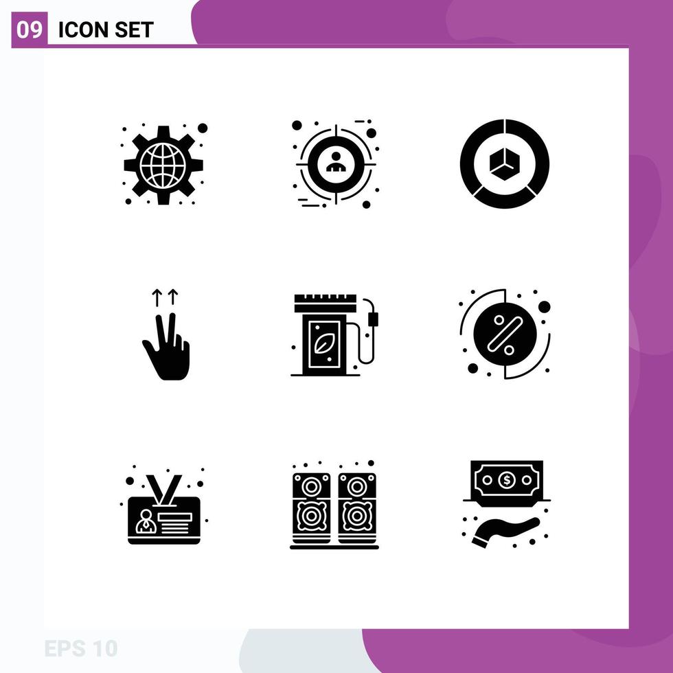9 iconos creativos signos y símbolos modernos de ecología ups análisis gesto embalaje elementos de diseño vectorial editables vector