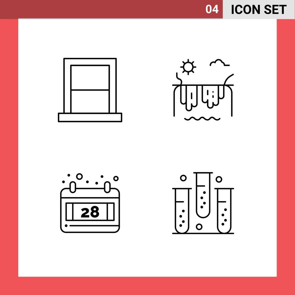 grupo de símbolos de icono universal de 4 colores planos de línea de relleno modernos de electrodomésticos calendario hogar río gracias día elementos de diseño vectorial editables vector