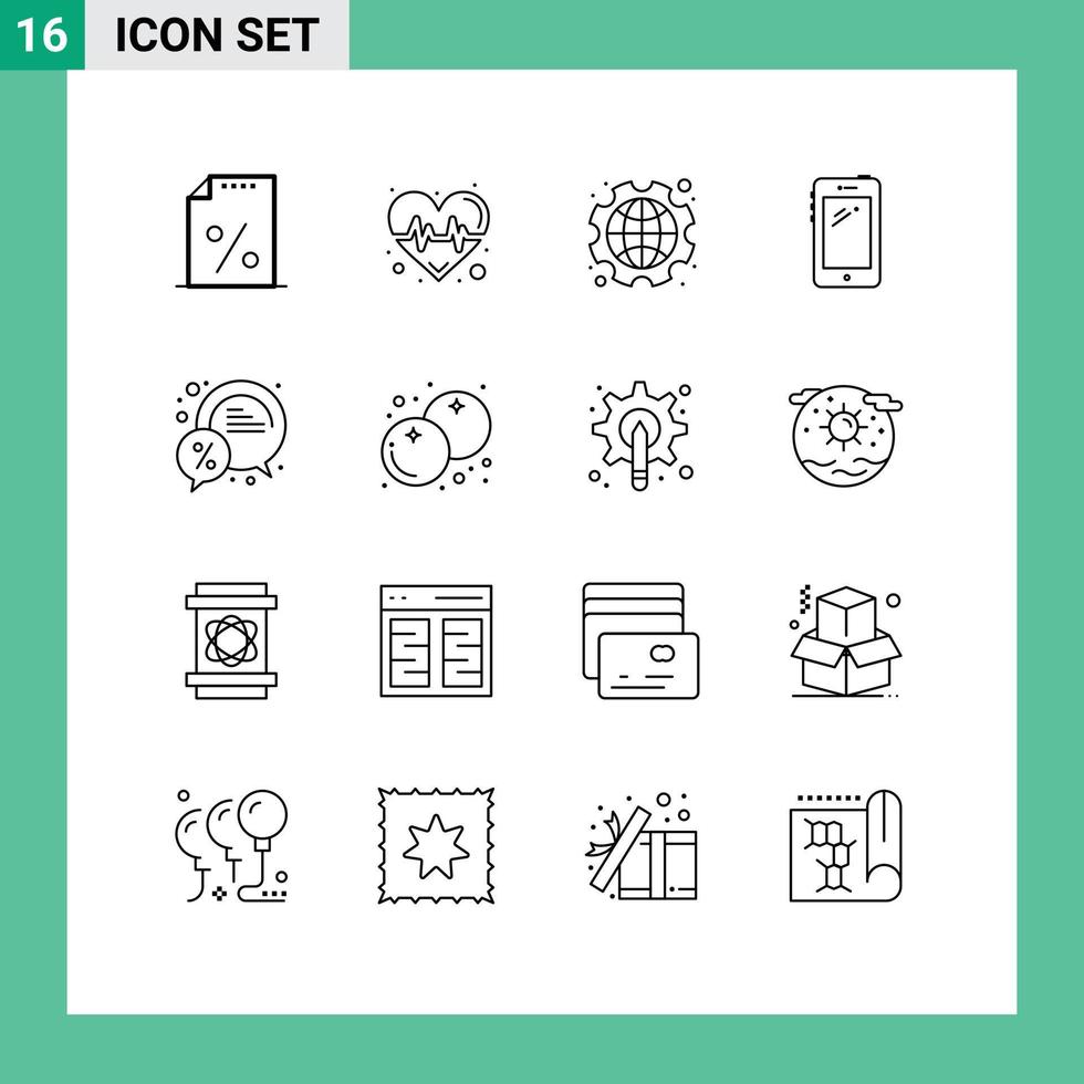 16 User Interface Outline Pack of modern Signs and Symbols of samsung mobile international smart phone labour Editable Vector Design Elements