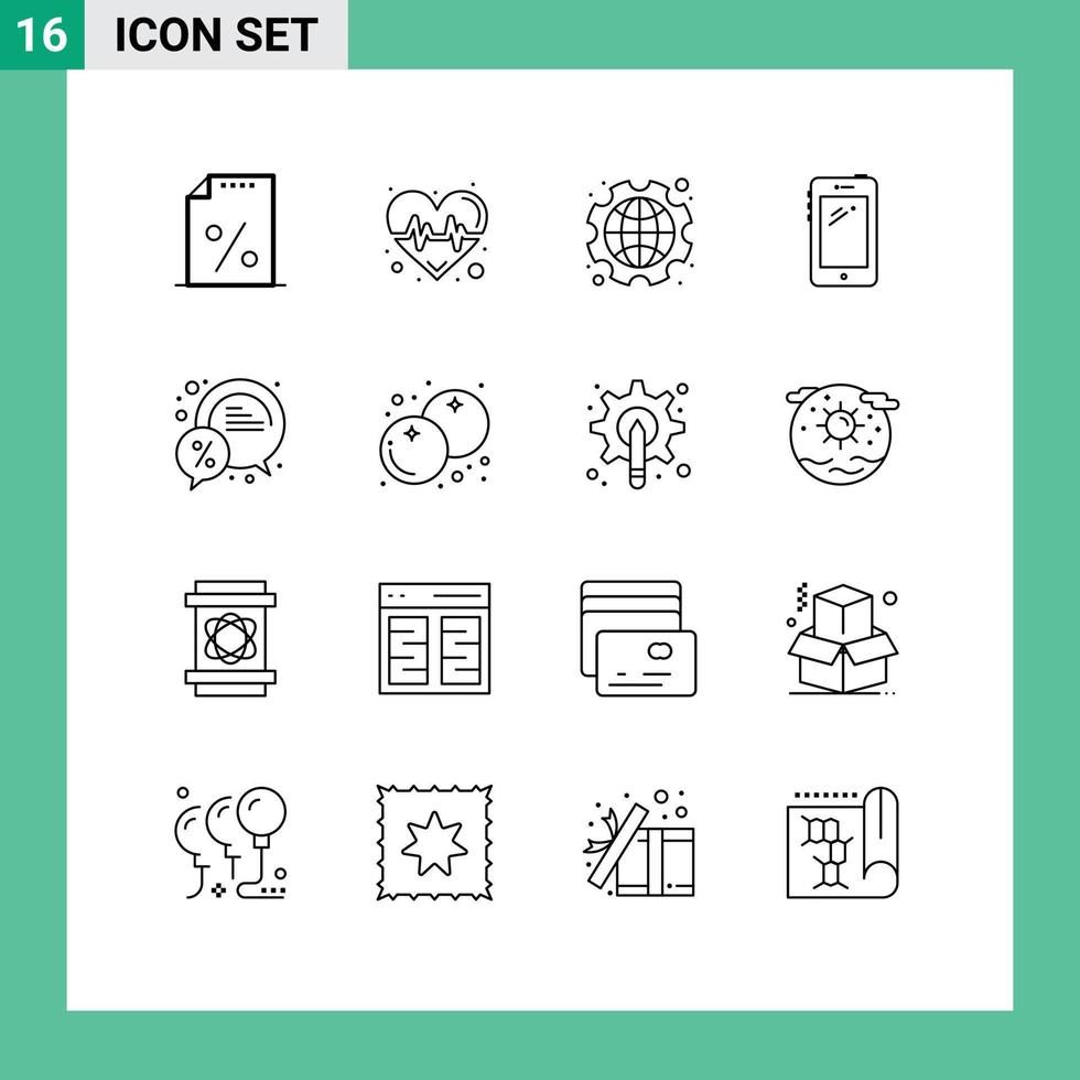 Paquete de 16 esquemas de interfaz de usuario de signos y símbolos modernos de elementos de diseño de vectores editables de trabajo de teléfonos inteligentes internacionales móviles de Samsung