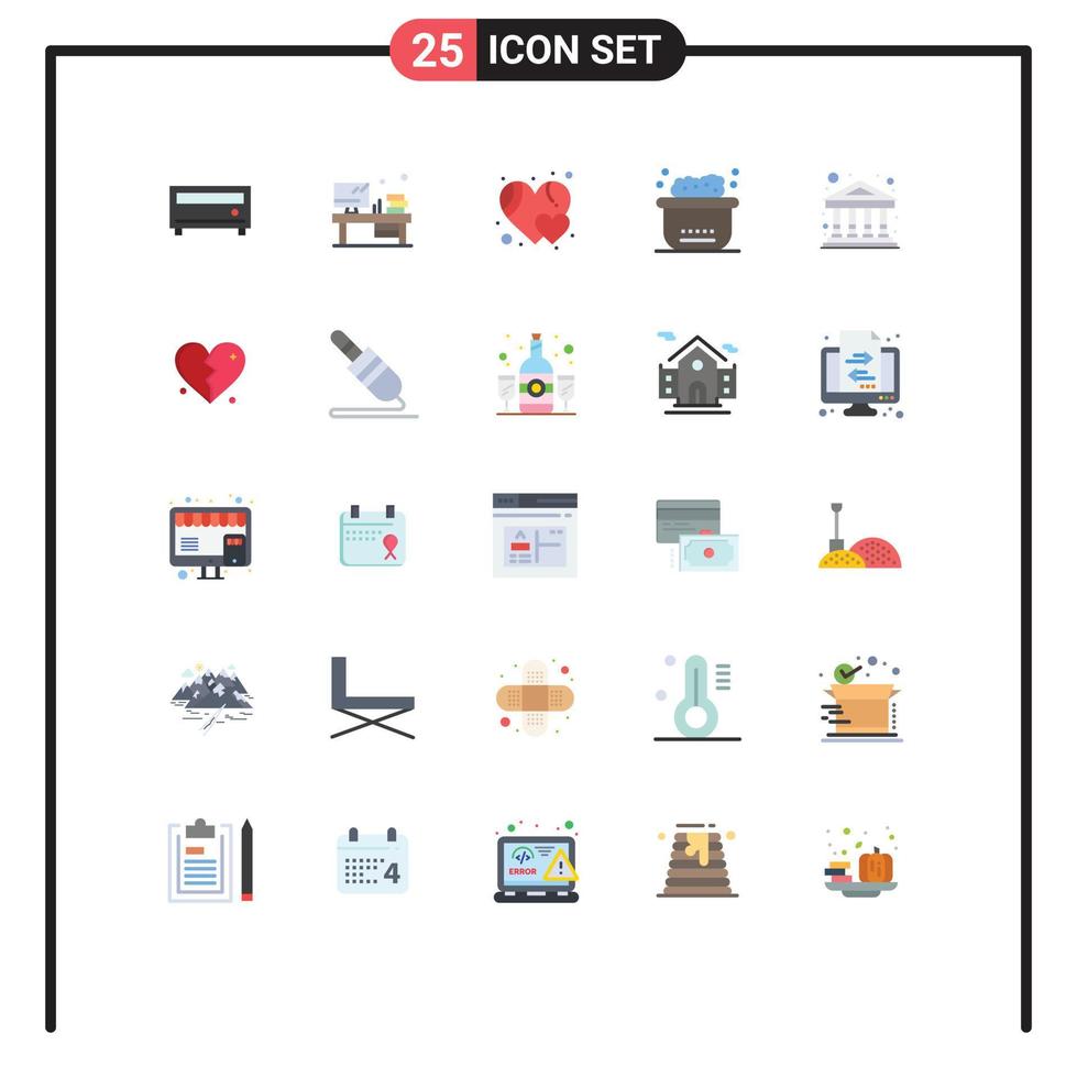 25 Universal Flat Color Signs Symbols of building gallery heart art bubbles Editable Vector Design Elements