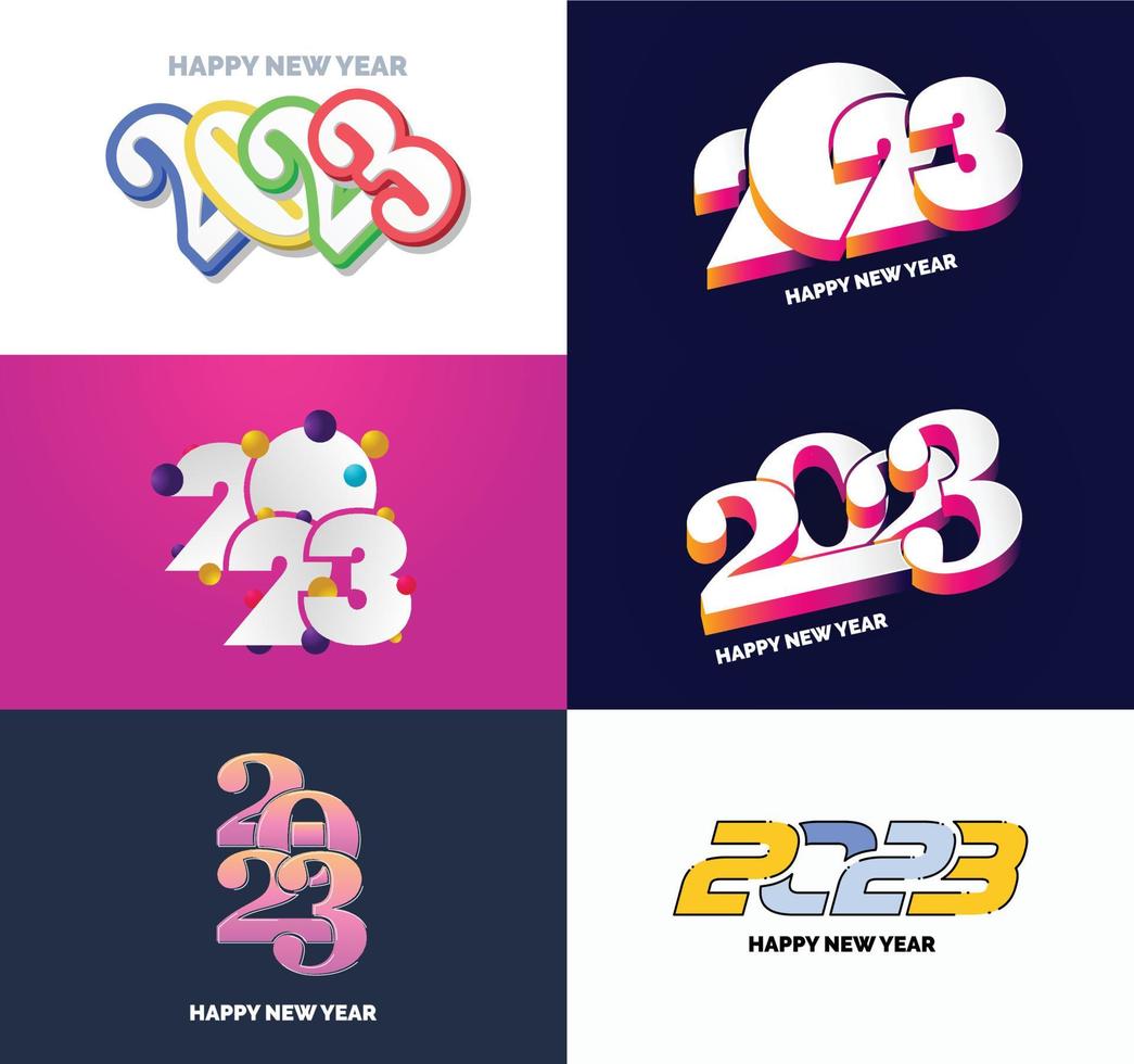Big Set of 2023 Happy New Year logo text design 2023 number design template vector