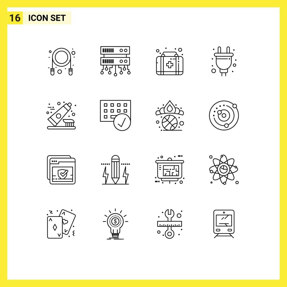 16 Creative Icons Modern Signs and Symbols of computers toothpaste box toothbrush hardware Editable Vector Design Elements