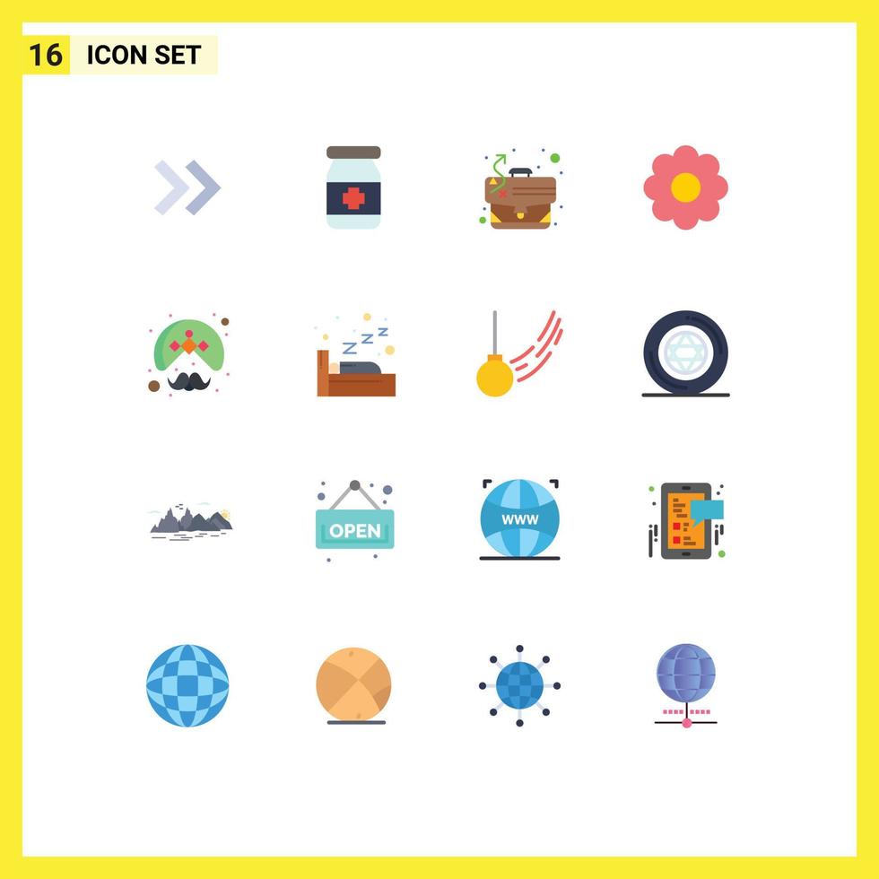 16 Thematic Vector Flat Colors and Editable Symbols of wearing person tactics man romantic Editable Pack of Creative Vector Design Elements