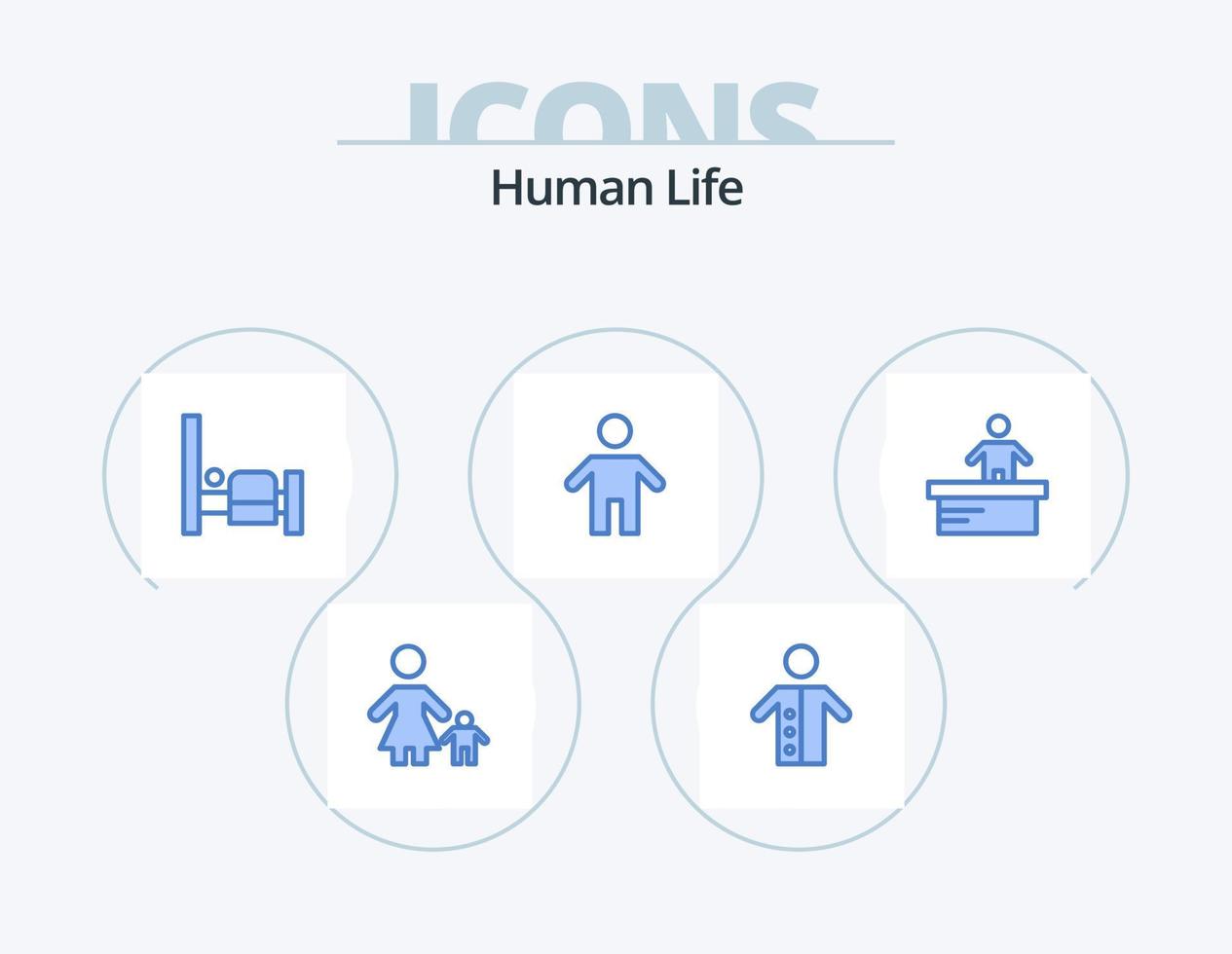 Human Blue Icon Pack 5 Icon Design. cashier. father. preacher. family. people vector