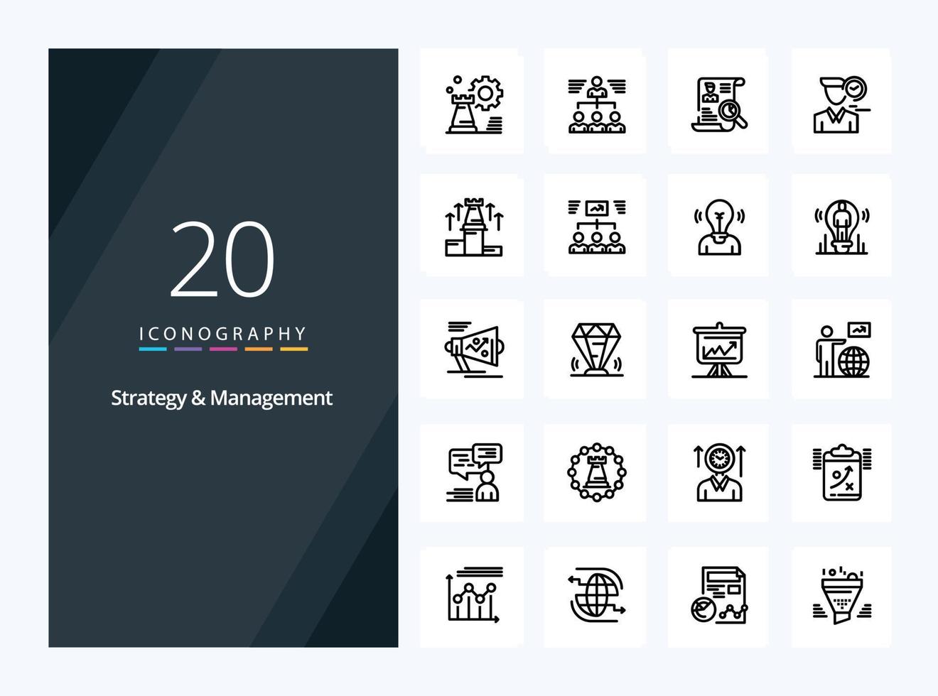 20 Strategy And Management Outline icon for presentation vector