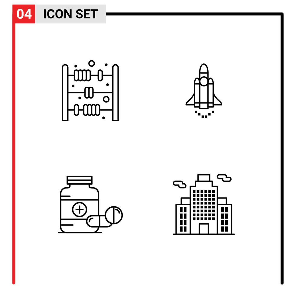 4 Line concept for Websites Mobile and Apps abacus toy capsule launch promote tablet Editable Vector Design Elements