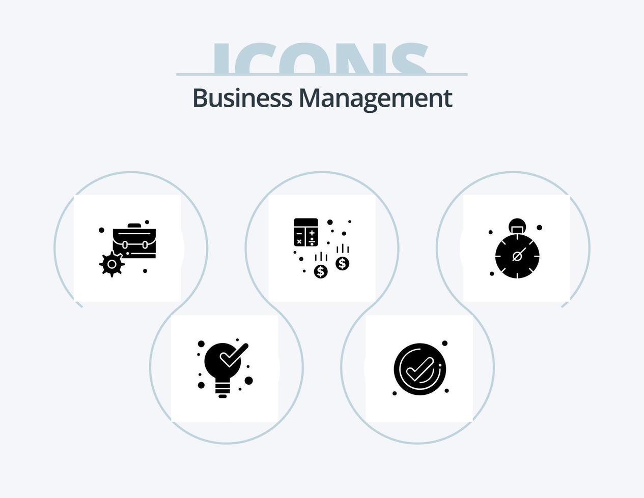 paquete de iconos de glifos de gestión empresarial 5 diseño de iconos. negocio. calculadora. maletín. negocio. cuenta vector