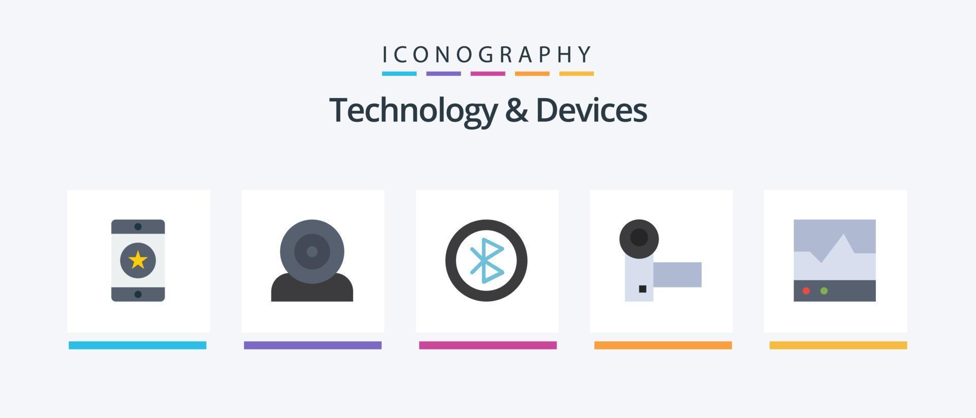 Devices Flat 5 Icon Pack Including electronics. camcorder. hardware. sharing. devices. Creative Icons Design vector