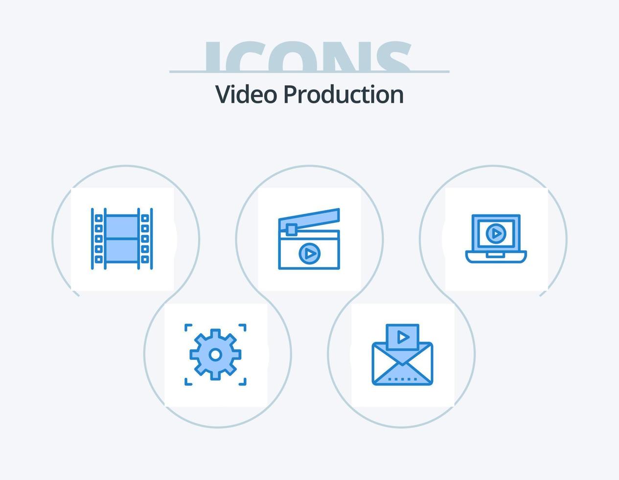 diseño de icono de paquete de icono azul de producción de video 5. . computadora. medios de comunicación. computadora portátil. película vector