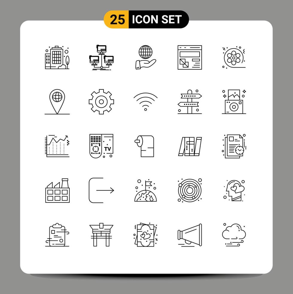 Set of 25 Vector Lines on Grid for film page business development browser Editable Vector Design Elements