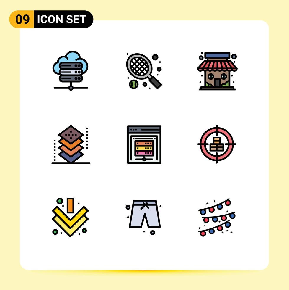 9 Creative Icons Modern Signs and Symbols of data server computer server shop programing development Editable Vector Design Elements