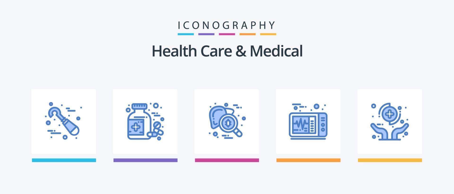 Health Care And Medical Blue 5 Icon Pack Including health. medical. checkup. heart beat. virus. Creative Icons Design vector