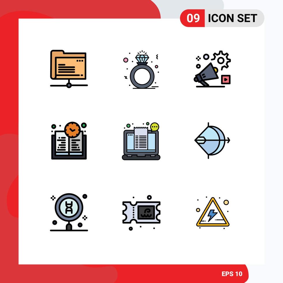 9 Filledline Flat Color concept for Websites Mobile and Apps checkout learning time campaign education time advertisment Editable Vector Design Elements