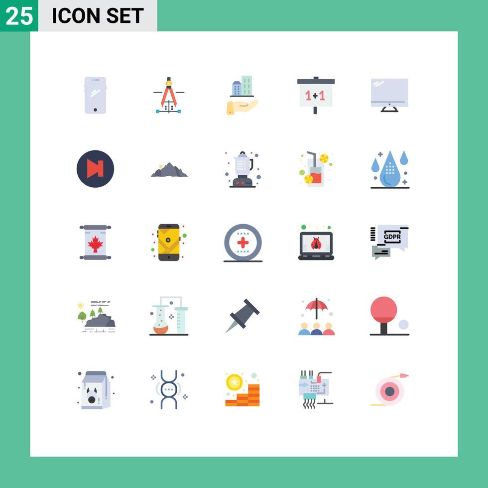 Mobile Interface Flat Color Set of 25 Pictograms of computer school engineering learning sustainable Editable Vector Design Elements