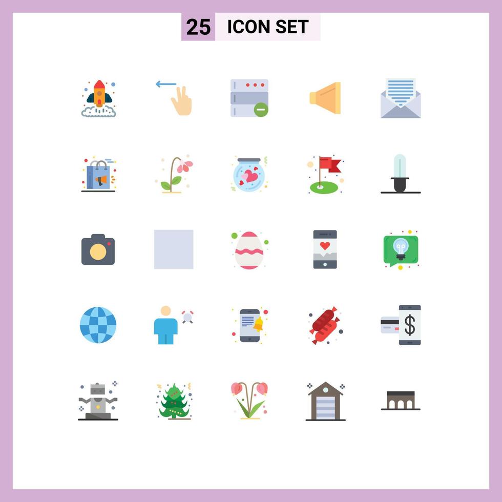 25 Thematic Vector Flat Colors and Editable Symbols of envelope contact database communication speaker Editable Vector Design Elements