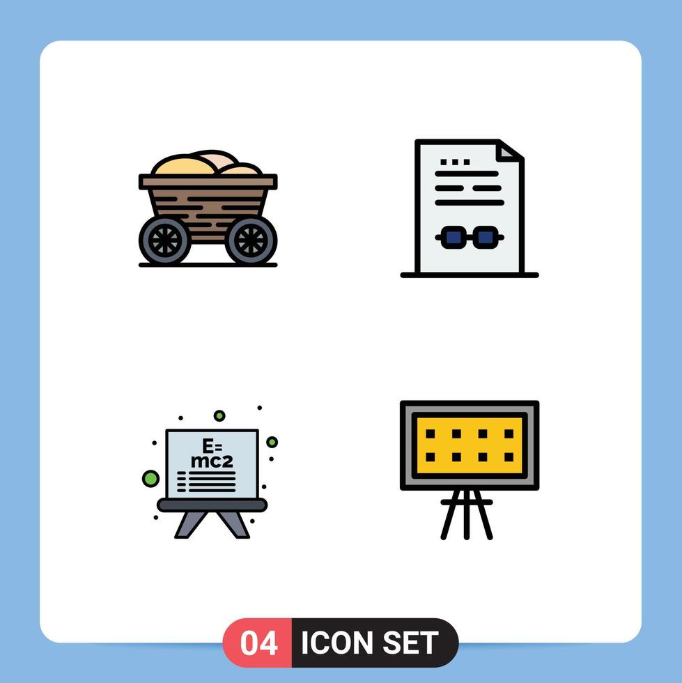 Set of 4 Modern UI Icons Symbols Signs for trolley board bangladesh certificate formula Editable Vector Design Elements