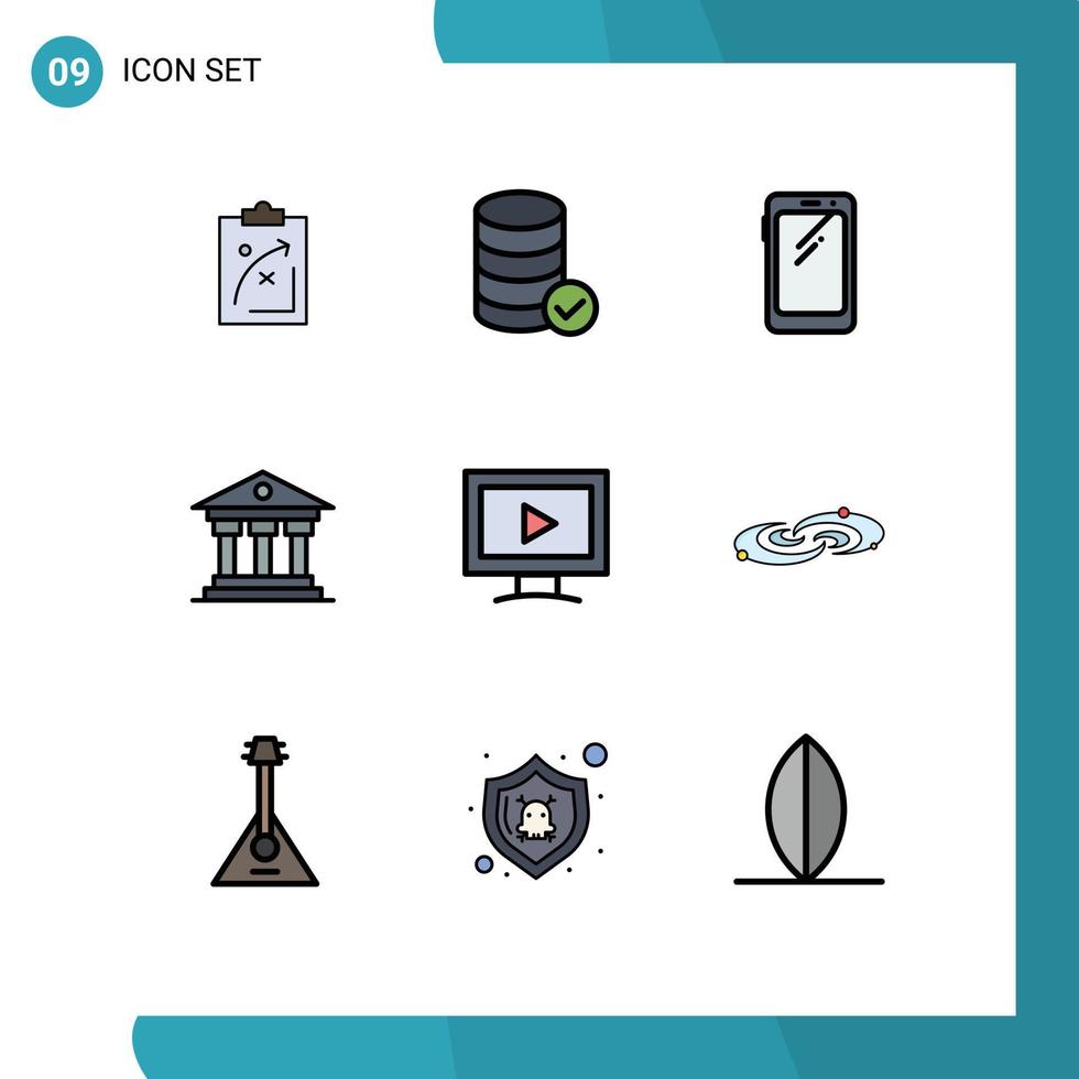 9 Universal Filledline Flat Colors Set for Web and Mobile Applications money bank service samsung mobile Editable Vector Design Elements