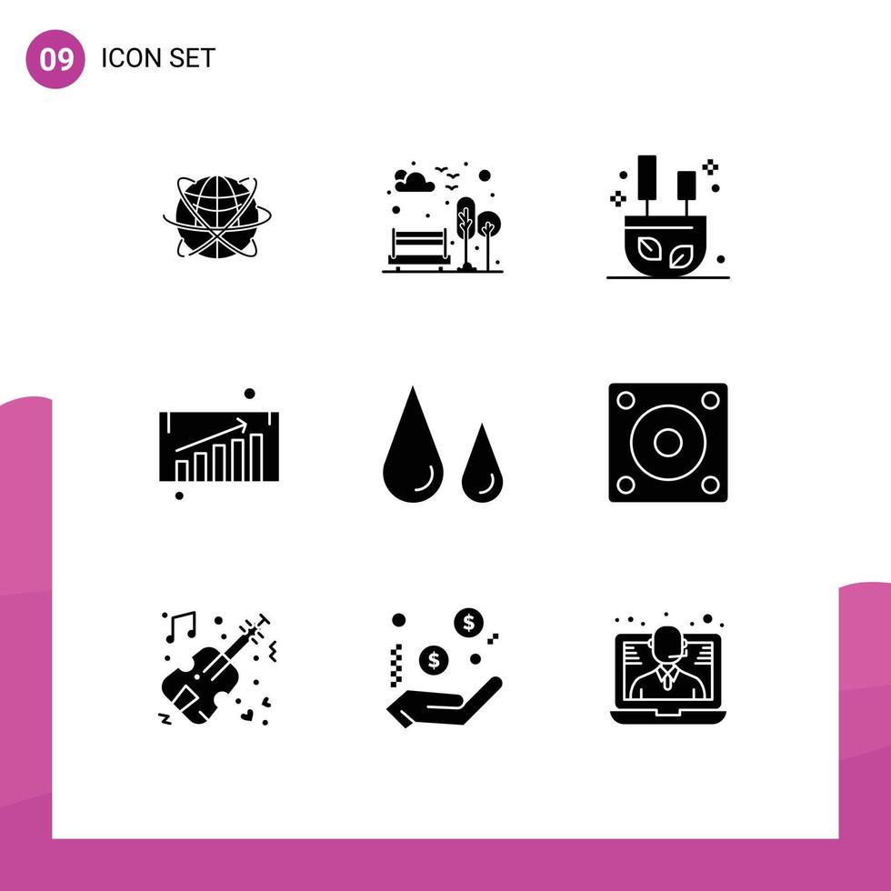 9 iconos creativos signos y símbolos modernos del crecimiento del negocio de ventas ciudad palos incienso elementos de diseño vectorial editables vector