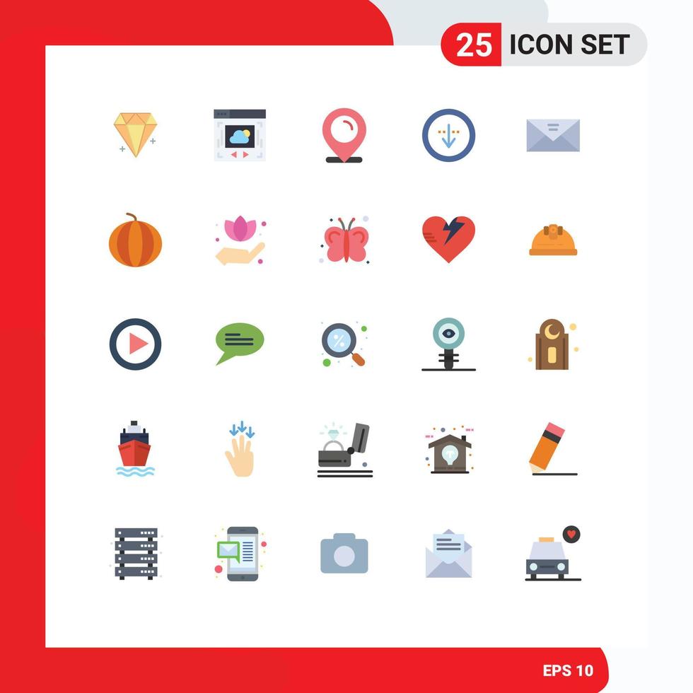 25 iconos creativos signos y símbolos modernos del mapa de la interfaz de la bandeja de entrada importan elementos de diseño vectorial editables vector