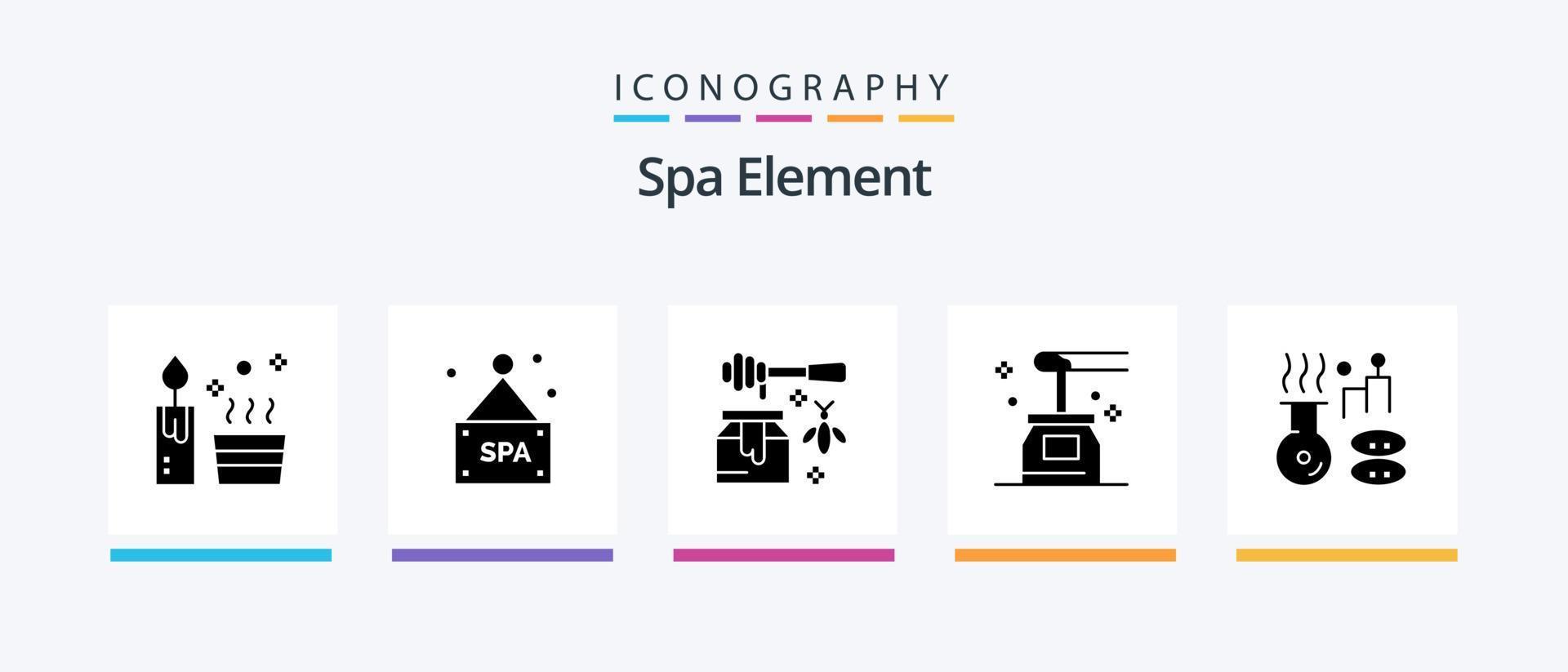 Spa Element Glyph 5 Icon Pack Including medical. yoga. honey. spa. honey. Creative Icons Design vector