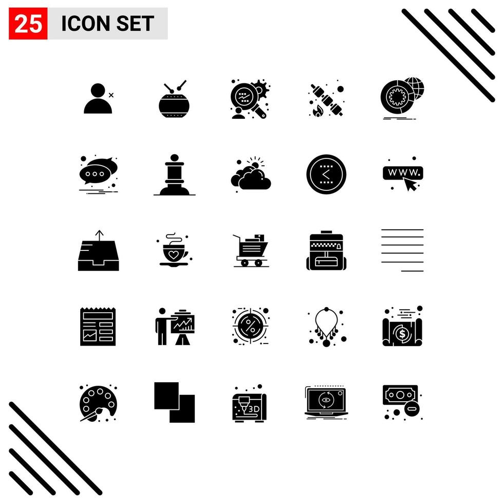 Modern Set of 25 Solid Glyphs and symbols such as services analysis finance analysis big data sweet Editable Vector Design Elements