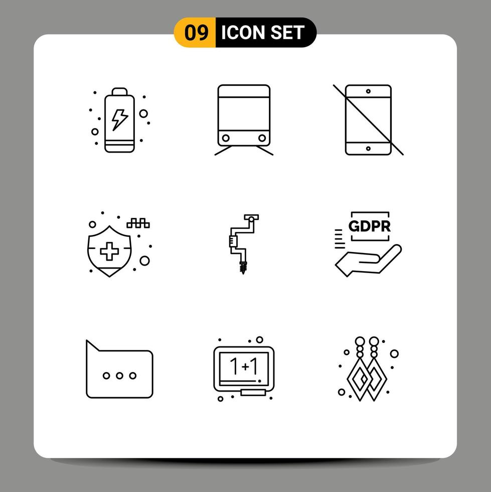 9 iconos creativos signos y símbolos modernos de herramienta carpintero hardware taladro seguro de automóvil elementos de diseño vectorial editables vector