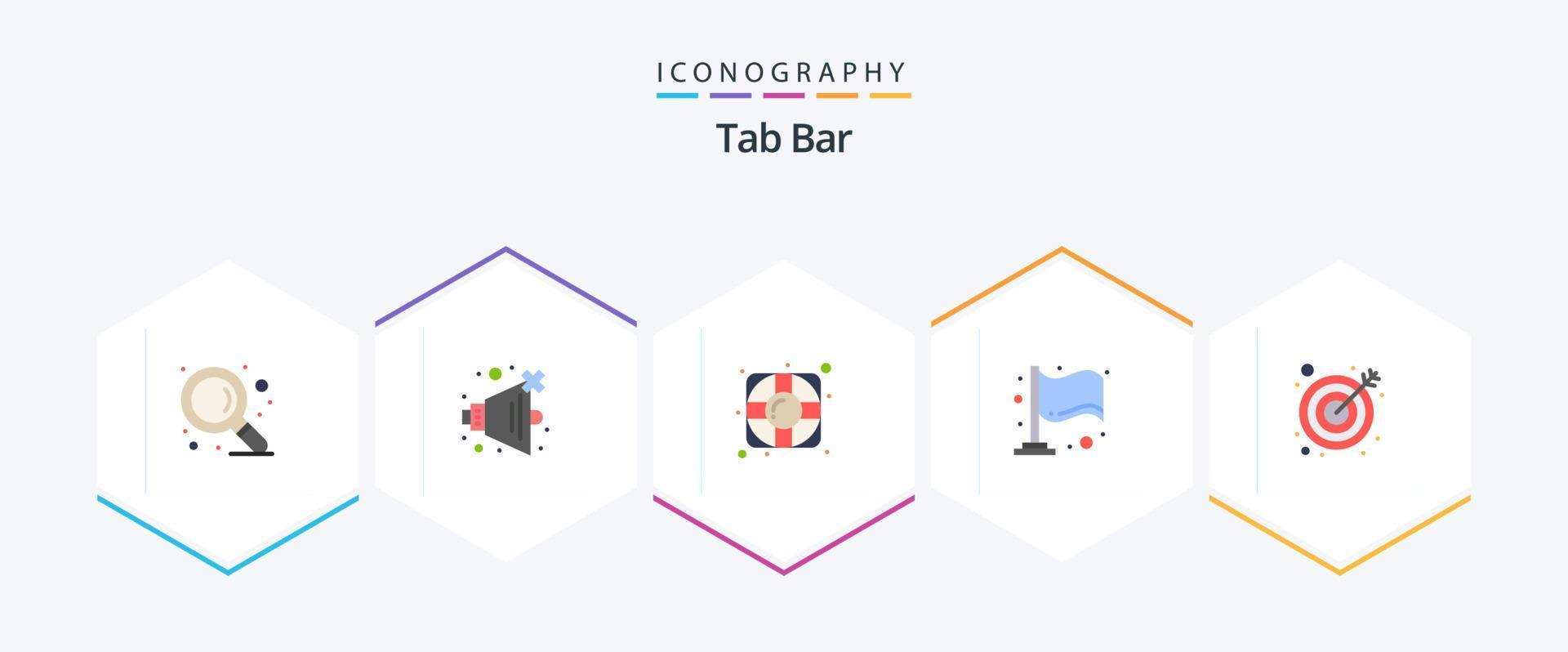 Tab Bar 25 Flat icon pack including . . support. target. arrow vector