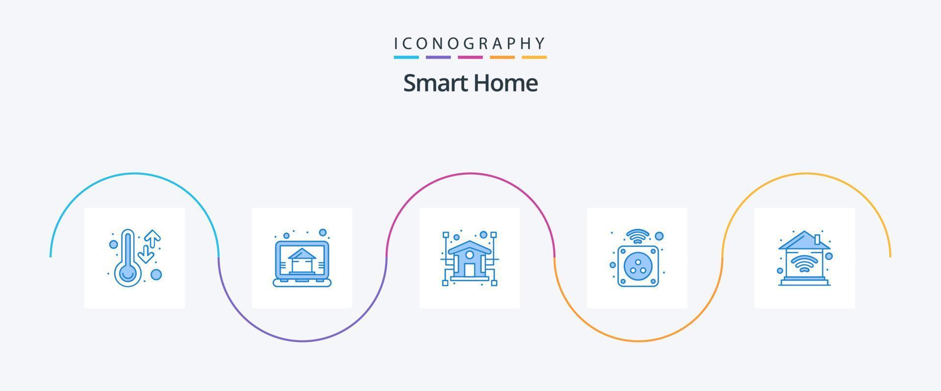 paquete de iconos smart home blue 5 que incluye el hogar. enchufar. automatización. hogar. electricidad vector