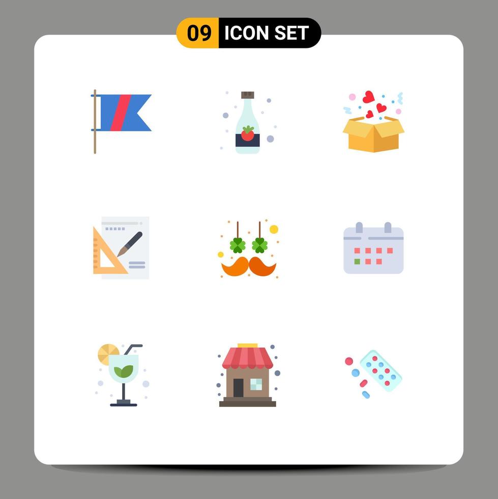 Modern Set of 9 Flat Colors and symbols such as hair success box presentation graph Editable Vector Design Elements