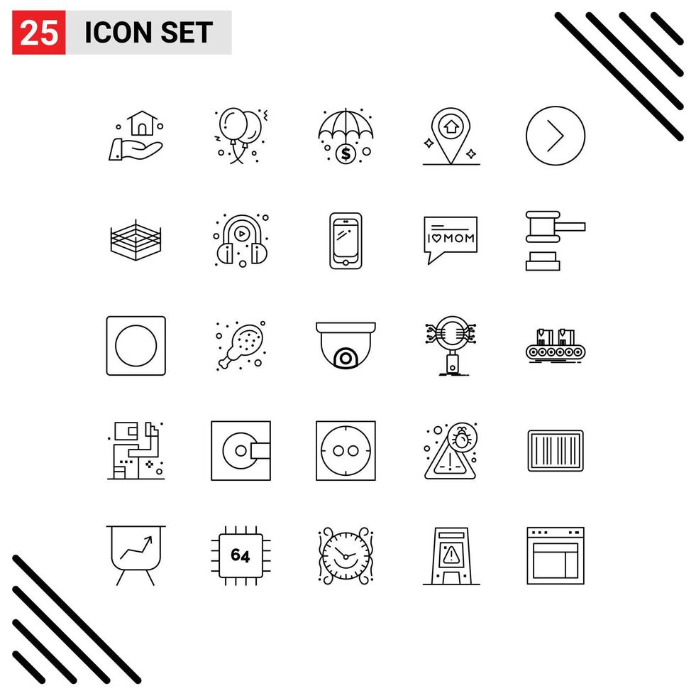 Set of 25 Vector Lines on Grid for media player next banking house map Editable Vector Design Elements