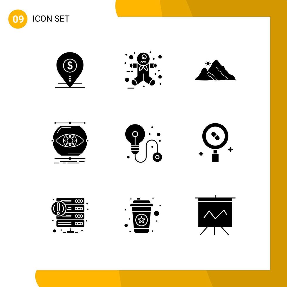 Pictogram Set of 9 Simple Solid Glyphs of monitoring conception halloween scary visualize nature Editable Vector Design Elements