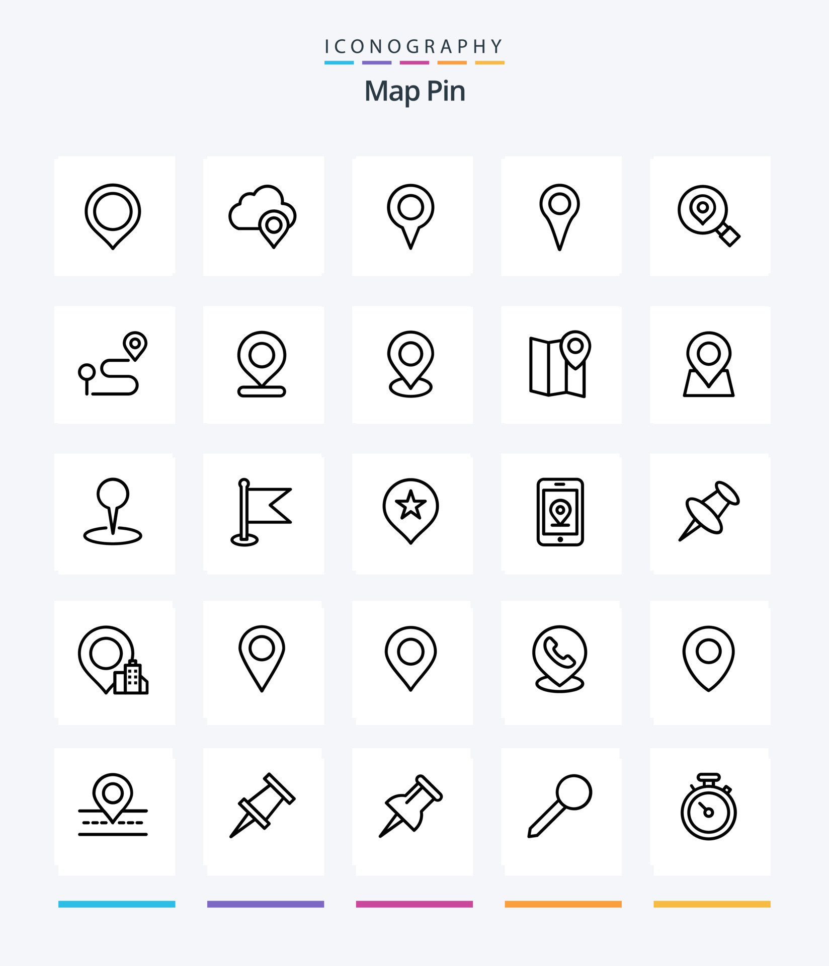 mapa creativo pin 25 paquete de iconos de contorno como mapa. ubicación ...