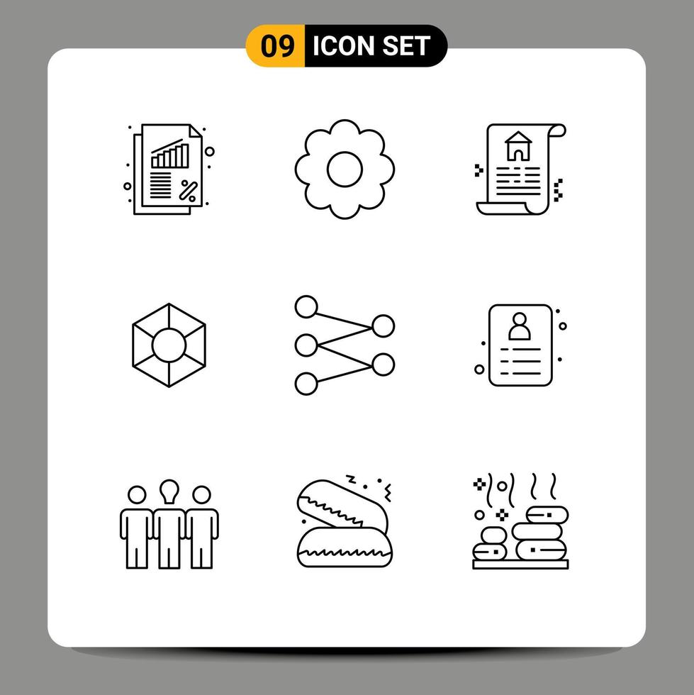 9 Thematic Vector Outlines and Editable Symbols of shopping science estate figure crypto Editable Vector Design Elements