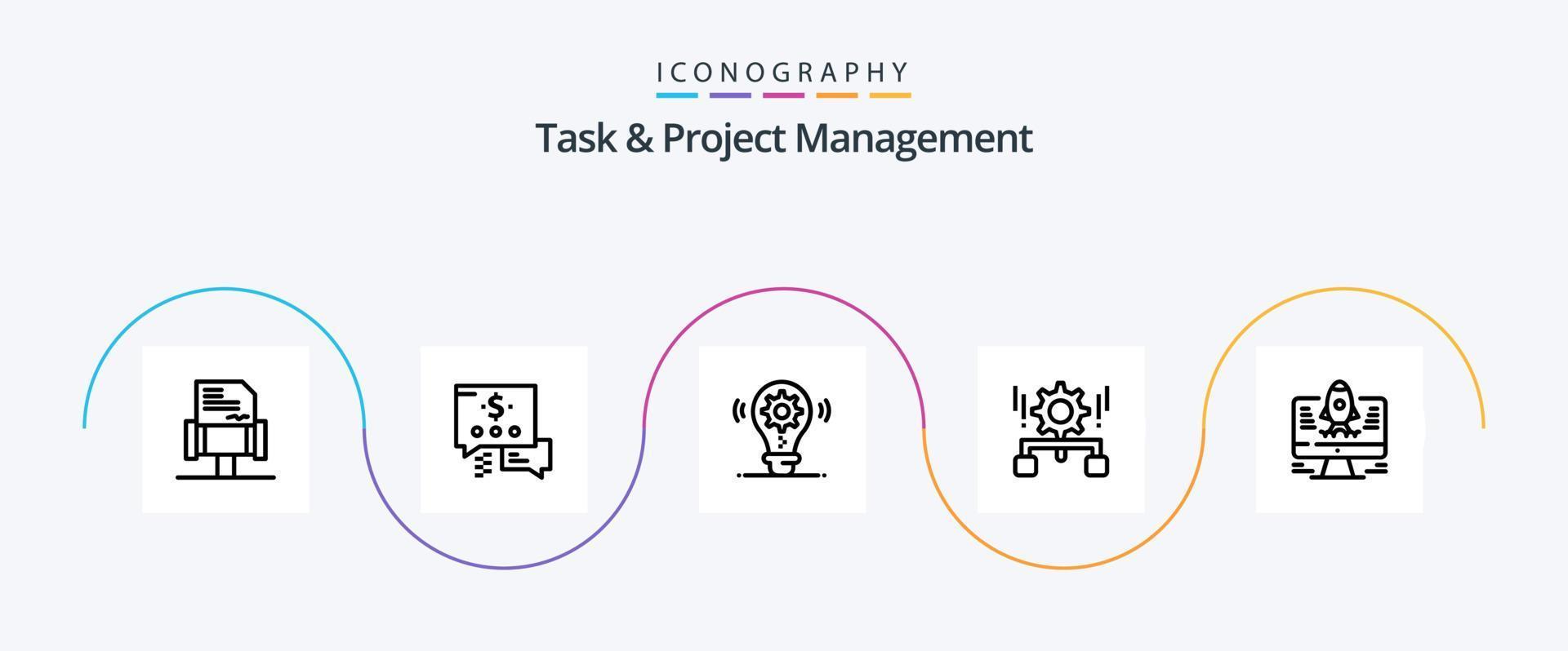 Task And Project Management Line 5 Icon Pack Including setting . gear . configuration . setting vector