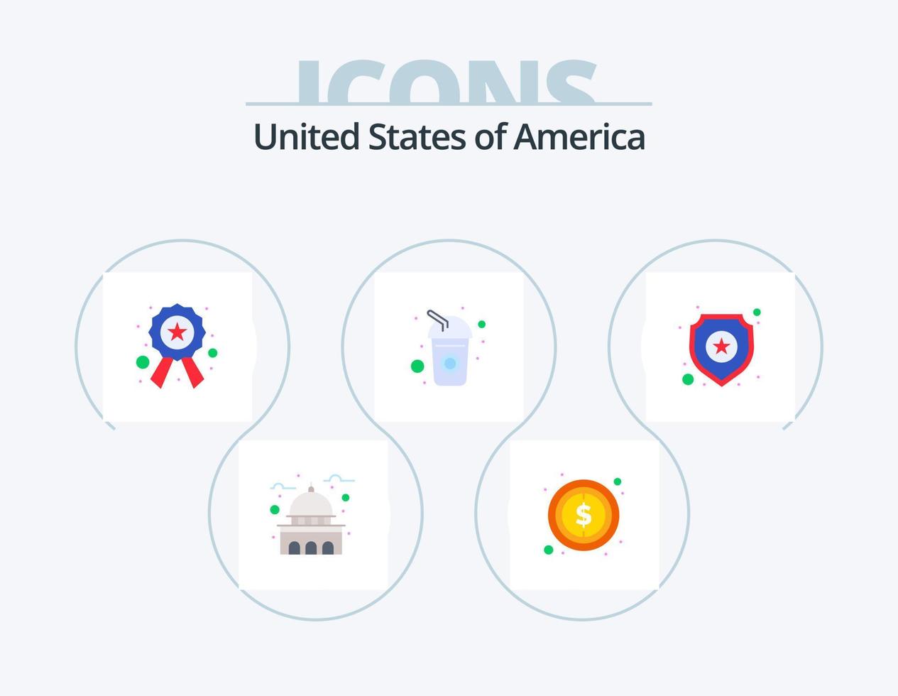 Usa Flat Icon Pack 5 Icon Design. shield. drink. sign. cola. sign vector