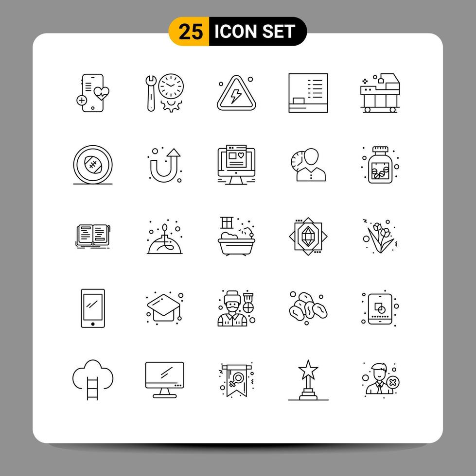 Universal Icon Symbols Group of 25 Modern Lines of bed education tools blackboard highly Editable Vector Design Elements