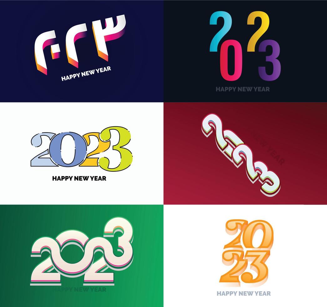 Big Set of 2023 Happy New Year logo text design 2023 number design template vector