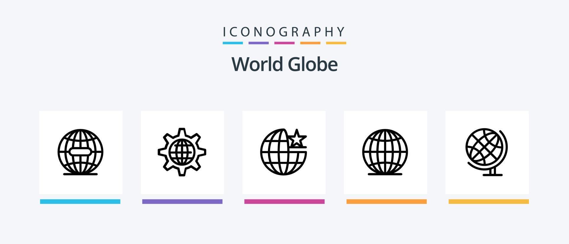 Globe Line 5 Icon Pack Including global. world. stare. internet. world. Creative Icons Design vector