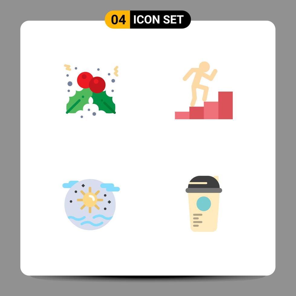 User Interface Pack of 4 Basic Flat Icons of berry planet career earth bottle Editable Vector Design Elements