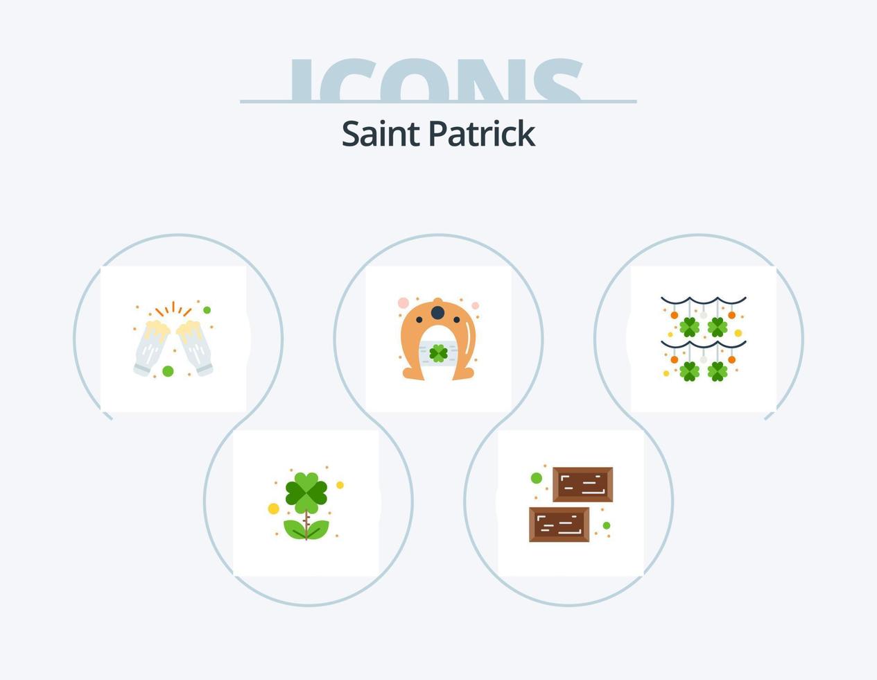 paquete de iconos planos de san patricio 5 diseño de iconos. guirnalda. herradura. salud. fortuna. día vector