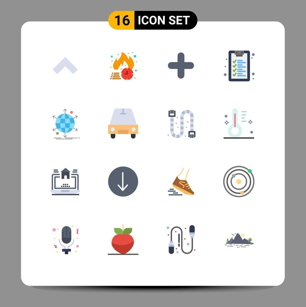 Modern Set of 16 Flat Colors Pictograph of net business add learning checklist Editable Pack of Creative Vector Design Elements