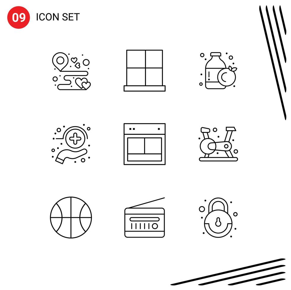 9 Thematic Vector Outlines and Editable Symbols of design healthcare home health bottle Editable Vector Design Elements