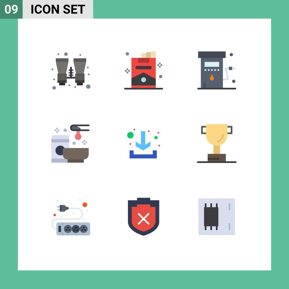 Pictogram Set of 9 Simple Flat Colors of web spa energy service station Editable Vector Design Elements