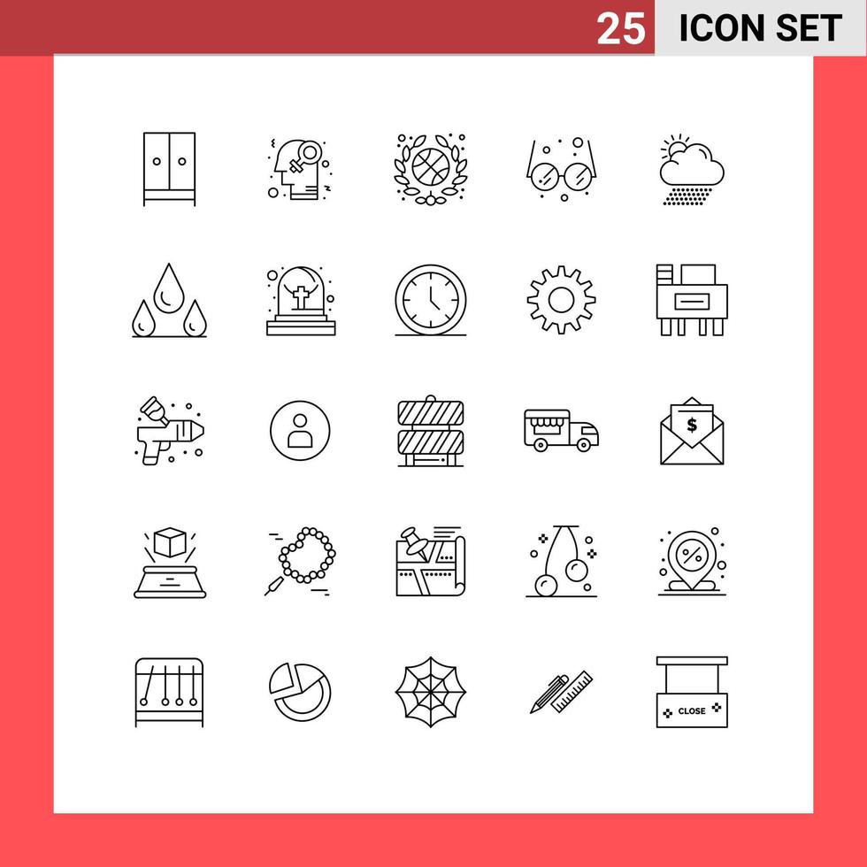 Universal Icon Symbols Group of 25 Modern Lines of weather cloud