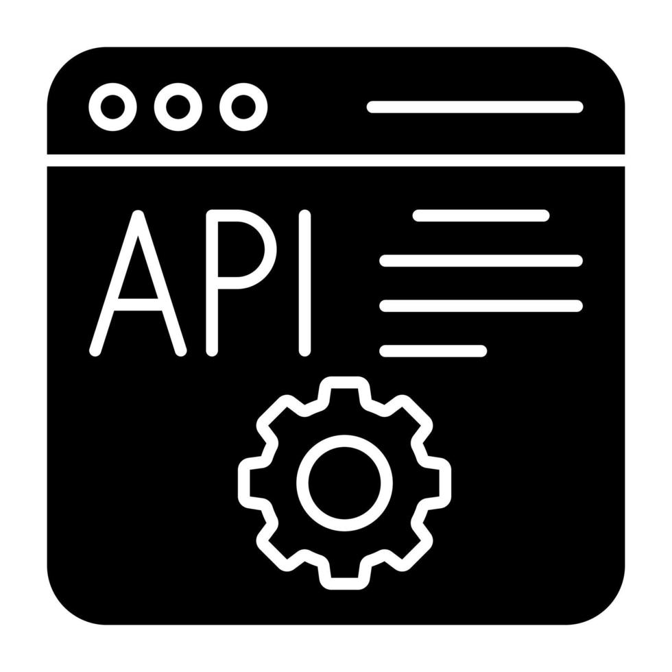 icono de api sólido, vector editable