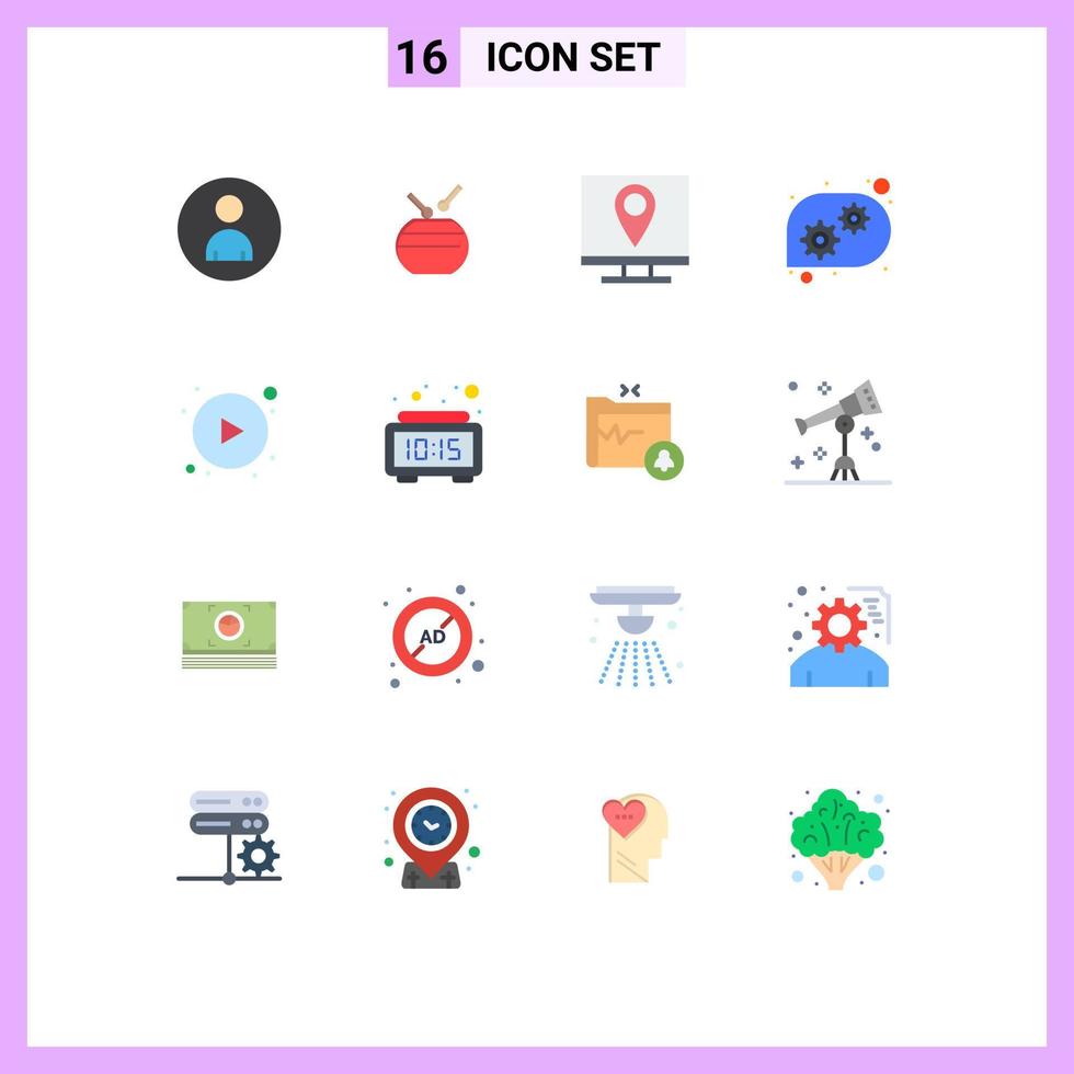 Set of 16 Vector Flat Colors on Grid for play technical support address technical help page Editable Pack of Creative Vector Design Elements