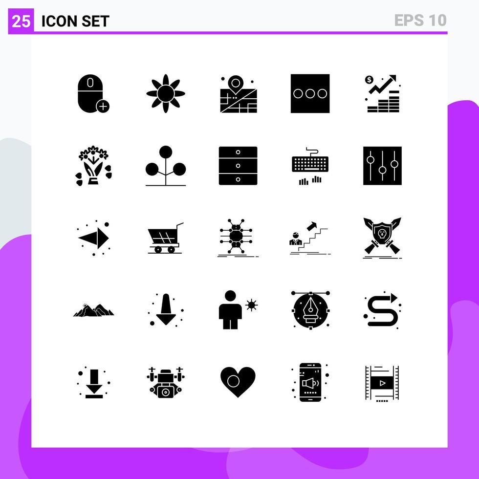 paquete de iconos de vector de stock de 25 signos y símbolos de línea para el menú de finanzas de ubicación de crecimiento de marketing elementos de diseño de vector editables